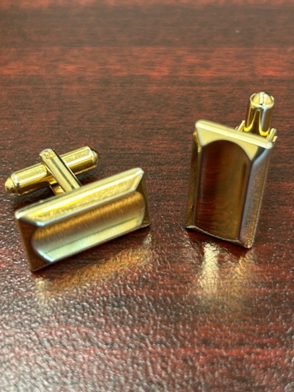 Gold-Tone Rectangular Cufflinks for Men